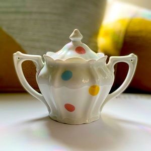 NWOT Gorgeous / Whimsical Anthropologie Polka Dot Sugar Bowl